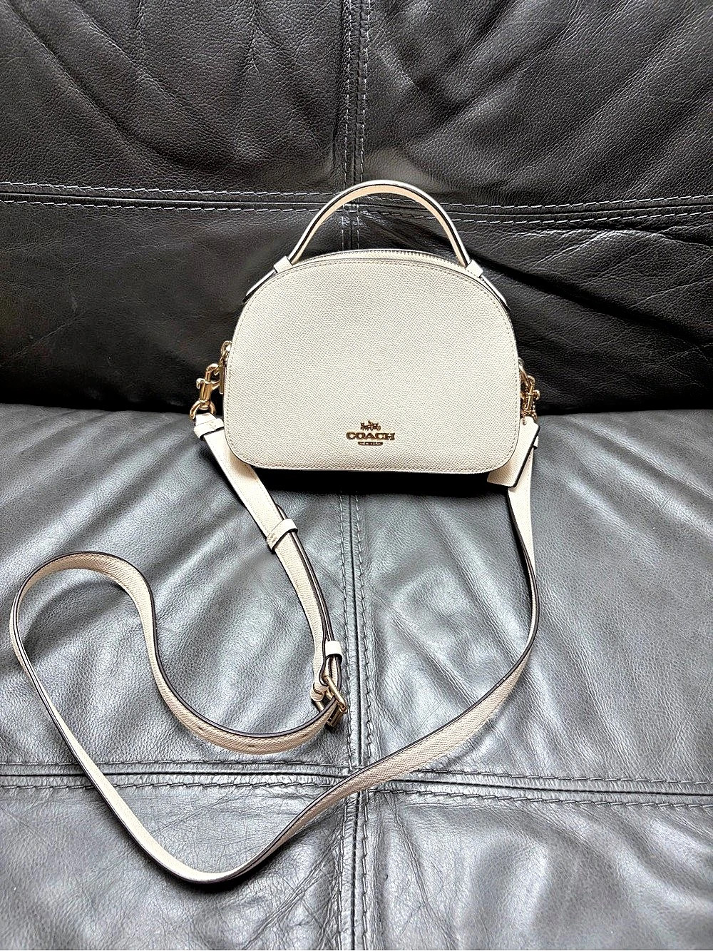 Coach Serena Satchel, Chalk White, Leather Crossbody with Handle